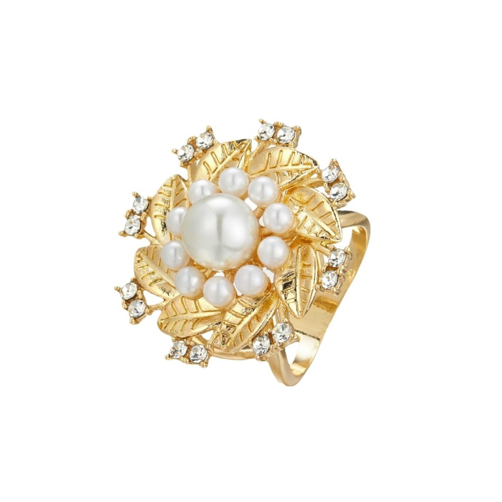 Gold Pearl Flower Spinning Ring - Multi-Use Anxiety Relief Fidget Ring & Scarf Buckle