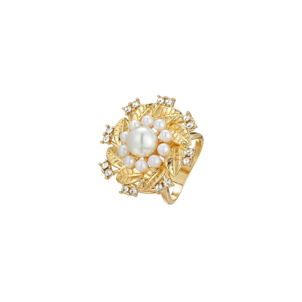 Gold Pearl Flower Spinning Ring - Multi-Use Anxiety Relief Fidget Ring & Scarf Buckle