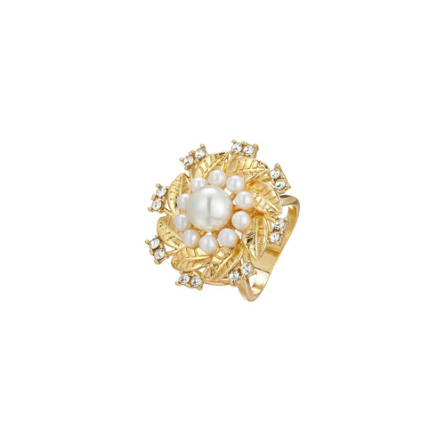 Gold Pearl Flower Spinning Ring - Multi-Use Anxiety Relief Fidget Ring & Scarf Buckle