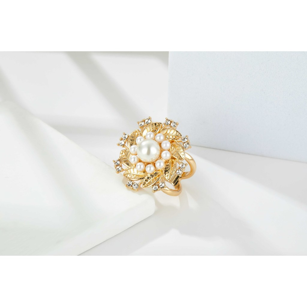 Gold Pearl Flower Spinning Ring - Multi-Use Anxiety Relief Fidget Ring & Scarf Buckle
