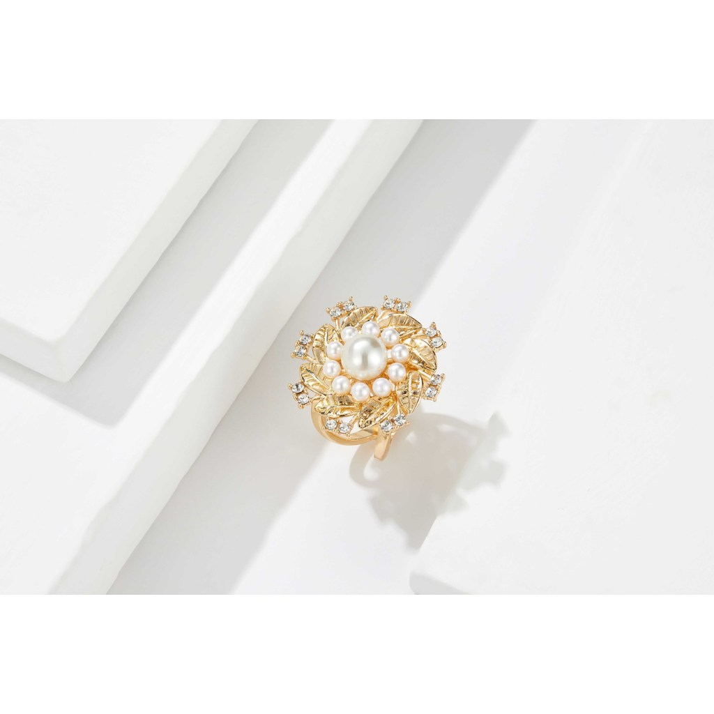Gold Pearl Flower Spinning Ring - Multi-Use Anxiety Relief Fidget Ring & Scarf Buckle