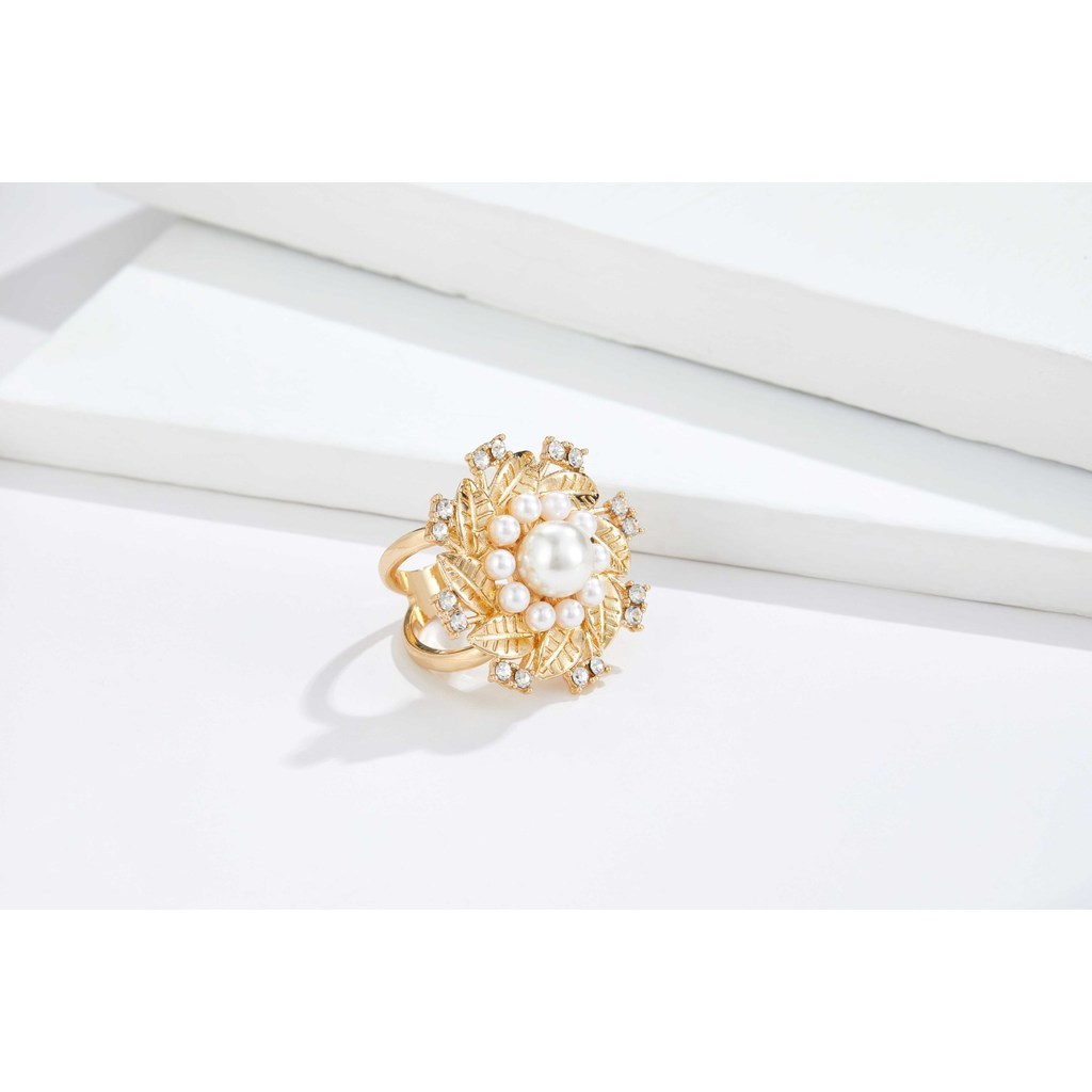 Gold Pearl Flower Spinning Ring - Multi-Use Anxiety Relief Fidget Ring & Scarf Buckle