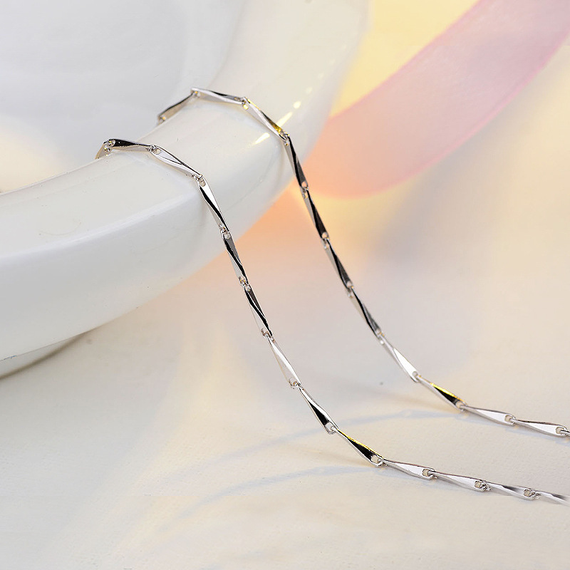925 Sterling Silver Melon Seed Chain Necklace - Dainty Ingot Link Chain for Women