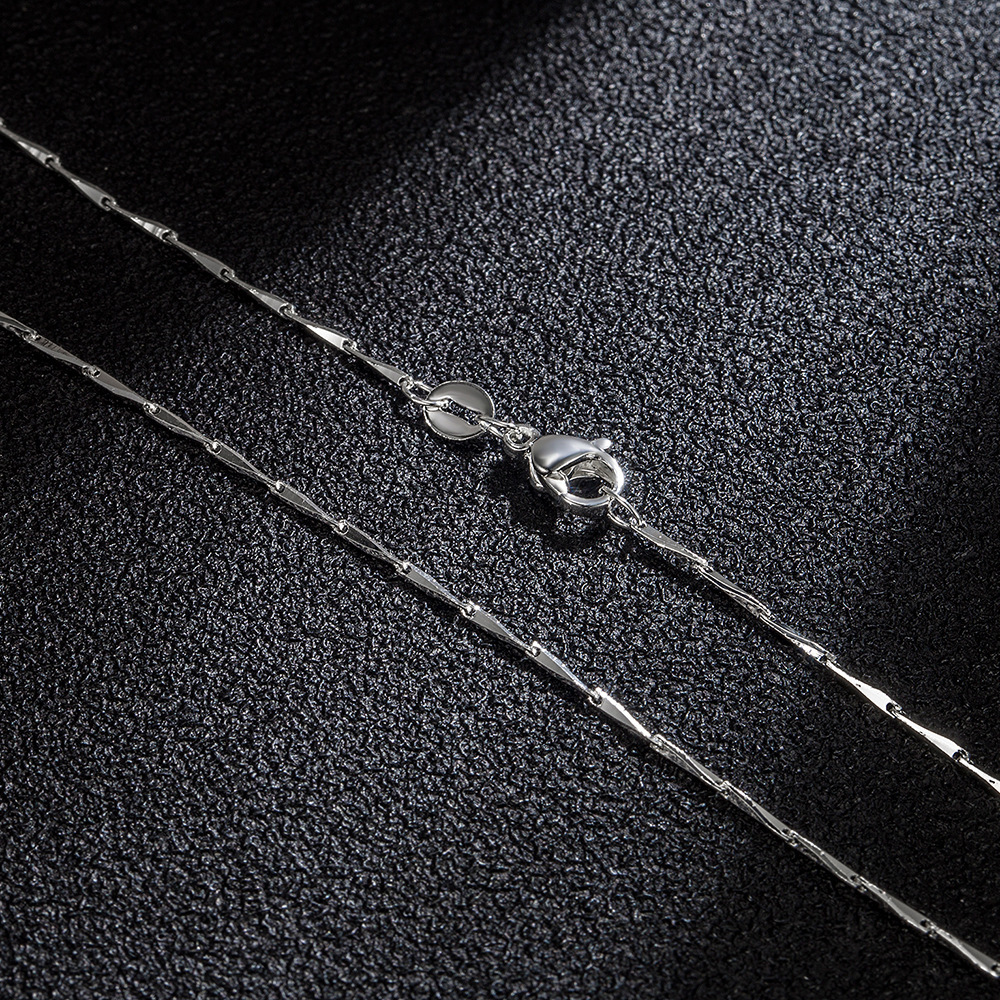 925 Sterling Silver Melon Seed Chain Necklace - Dainty Ingot Link Chain for Women